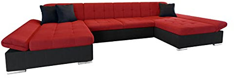 Mirjan24 Ecksofa Alia mit Regulierbare Armlehnen, 2 Bettkasten und Schlaffunktion, U-Form Eckcouch vom Hersteller, Sofa Couch Wohnlandschaft (Boss 14 + Lux 14 + Lux 08)