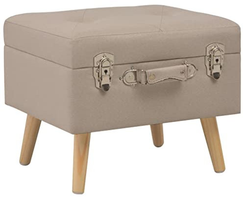 vidaXL Hocker mit Stauraum Sitzhocker Fußhocker Polsterhocker Sitzbank Sitzpouf Pouf Sitzpuff Fußbank Ottomane Sitztruhe Truhe 40cm Beige Stoff