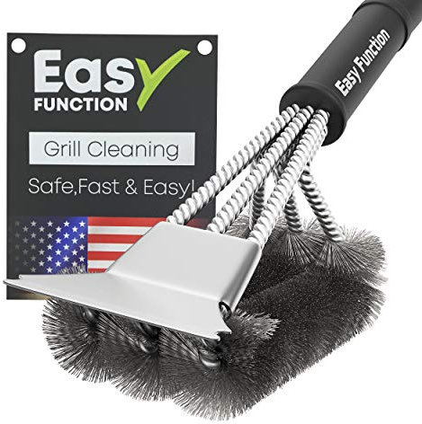 Easy Function 43 cm Grill Brush and Scraper - Stainless Steel BBQ Brush & Grill Cleaner Accesories for Cleaning Weber, Gas, Electrical, Charcoal or any other Barbecue Grill