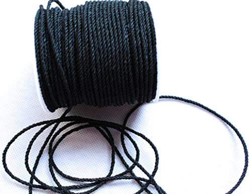 50m Kordel 3 mm breit Schnur Kordelband gedrehtes Band (Spezial Schwarz)