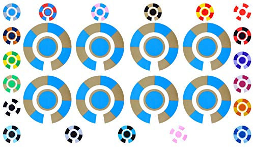 Acclaim Lawn Bowls Identification Stickers Markers Standard 5.5 cm Diameter 2 Full Sets Of 4 Self Adhesive Segmented Two Colour (Royal Blue/Gold)