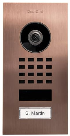 DoorBird D1101V Unterputz IP Video Türstation | Video-Türsprechanlage mit 1 Ruftaste, WLAN, Bluetooth, HD-Video, Bewegungssensor, in Bronze-Optik gebürstet