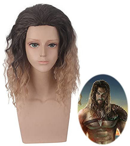 Justice League Aquaman Männer Perücke Cosplay Kostüm Arthur Curry Orin Hitzebeständiges Kunsthaar Jason Momoa Lockige Perücken PL-620