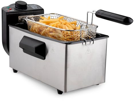 alpina Friggitrice - Friggitrice - 3 Litri - 2000 Watt - Acciaio inossidabile - Con Pulsante Termostato