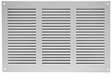 White Metal Air Vent Grille 300mm x 200mm Fly Screen Flat Louvre Duct Cover