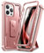 Dexnor for Apple iPhone 13 pro max Case, [Built in Screen Protector and Kickstand] Heavy Duty Military Grade Protection Shockproof Protective Cover for Apple iPhone 13 pro max - Rose Gold