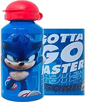 GIOVAS Sonic The Hedgehog Botella De Aluminio para Niños 520ml Sonic El Erizo Cantimplora Infantil Botella De Agua Reutilizable