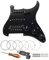 Unxuey 11 Hole Loaded Prewired Pickguard Guard Plate with Black SSH Pickup Parts for Fender Strat SQ Guitar, 1Ply Black, with Guitar Strings and Installation Tool