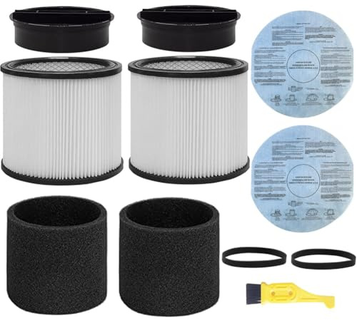 Ersatzfilter für Shop Vac Filter 90304 9033 90350 NassTrockensauger Filter mit Deckel, 90585 Schaumstoffhülsenfilter, 9010700 Filter mit Halteband, passend für die meisten 1,5 l Nass und