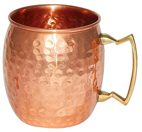 Devyom Handicrafts Pure Copper Hand Hammered Mug Brass Handle - Moscow Mule Mug Beer Mug- Vodka Mug- Wine Mug