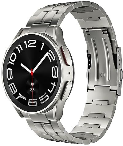 LULULOOK Titan Armband für Samsung Galaxy Watch 7/6 Classic, Premium Titanium Ersatzarmbänder Kompatibel mit Samsung Galaxy Watch 6/5 Pro/5/4 47mm 45mm 44mm 43mm 40mm Armband (Titan)