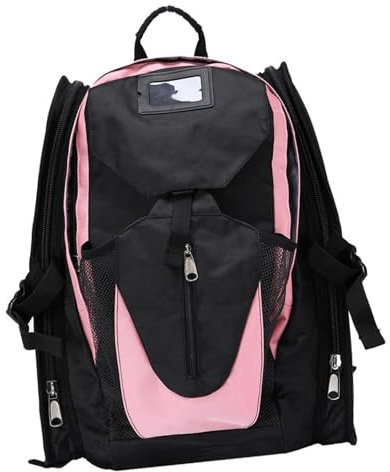 Fenteer Rollschuh-Rucksack, Aufbewahrungstasche für Skate-Schuhe, tragbarer Schlittschuhträger für Jungen und Mädchen für Eiskunstlauf- und, Rosa groß