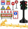 Toyvian 1 Set Ampel-Spielzeug Ampel-Spielzeug Ampellampe Mit Verkehrsschildern Spielzeug Mini-Verkehrskegel Straßensperren Spielzeug Für Kinder Straßenschilder Spielset