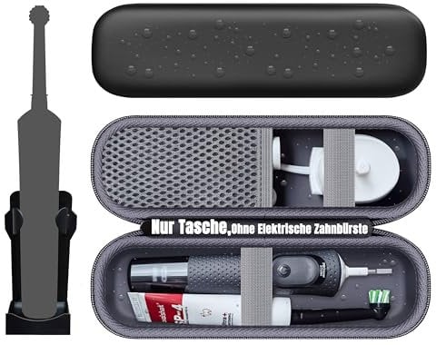 Woollo Tasche Compatible with Oral-B Vitality Pro Elektrische Zahnbürste/Electric Toothbrush Tragbar Hart Reise Case Etui Hülle für Electric Toothbrush(Schwarz,Grau)