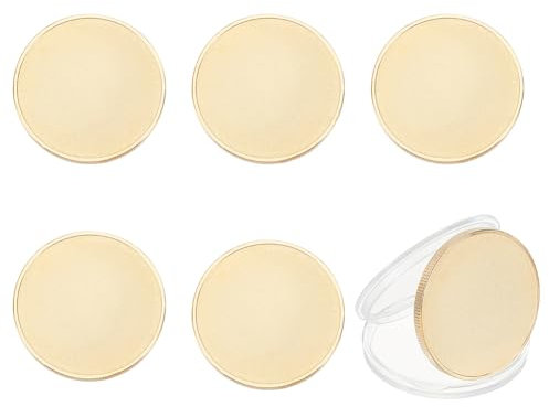 BENECREAT 6 Stück Gold-Eisen-Rohlinge, 40mm Mattierte Blanko-Challenge-Münzen Runde Gravierte Blankomünzen Zum Laserprägen von Münzen Und Medaillen, Diy Handwerk, Souvenirsammlungen
