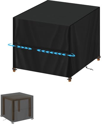 SIMPHAUS Funda Mesa 80x80x80cm Cubierta para Muebles de Jardin Impermeable Funda Mesa Jardin Cuadrada Funda Jardín Mesa Exterior Pequeña Anti-UV Tela Oxford 420D Protector Mesa Terraza