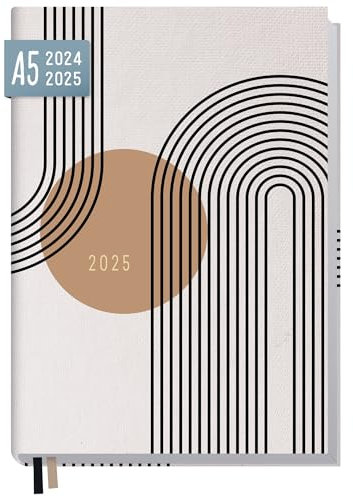 Häfft® Chäff-Timer Classic Kalender 2024/2025 A5 Lines of Design Buchkalender, Terminplaner, Terminkalender, Wochenplaner für 18 Monate: Juli 2024 bis Dez. 2025 - nachhaltig & klimafreundlich