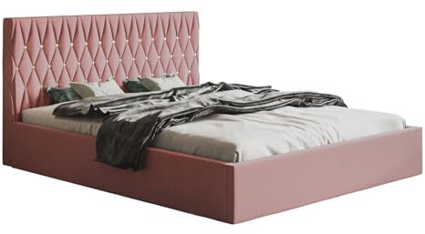 Emporius Lit Coffre 160x200 Crystal - Lit Adulte avec Rangment - Lit Double capitonné - Rose (Jasmine 61)