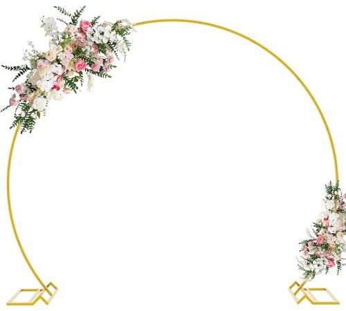 Wokceer 2,2 m Gold Ballonbogen für Hochzeit Hochzeitsbogen Ballon Bogen Stand für Party Metall Kreis Bogen Runde Hintergrund Stand für Geburtstagsfeier Hochzeit Zeremonie Brautdusche Jubiläum Dekor