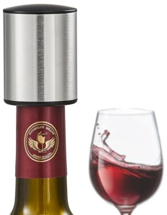 ELMWAY Vacuum Wine Stopper – Pump Seal with Stainless Steel Shell, Preserves Wine Freshness, Easy Removal & Reusable, for Home, Parties & Wine Lovers – Silver