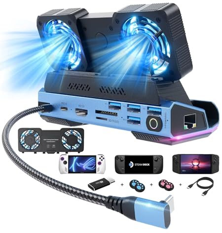 YCE 13 in 1 Demontage Kühlventilatoren Steam Deck Docking Station mit 4K@60Hz,1000Mbs Ethernet,SD/TF,4 USB A,100 PD Charging 40Gbps Adapter fur Steam Deck/Rog Ally/Switch/Legion Go