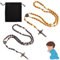 EXQUIMA 2 PCS Rosary Beads, Catholic Cross Rosary Necklace, With A Storage Bag, Smooth Prayer Beads with Durable Crucifix for Meditation and Daily Wear
