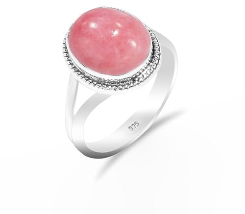 Bague de promesse traditionnelle en argent sterling 925 avec opale rose, faite à la main, pour femmes et hommes HQ-SR58-PNKOPL-5.5