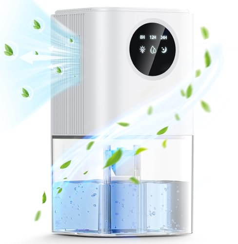 Deshumidificador Eléctrico 1800ML, Deshumificadores de Humedad, Deshumidificador Pequeño con Función de Descongelación, Pantalla LED, 7 Luces de Colores, Temporizador de 24H para Apartamento Baño