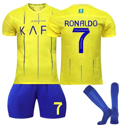 Generisch C7 Fußball Trikot Shorts Socken Set für Kinder/Erwachsener, Hause/Auswärts Nr.7 Fussball Trikot Trainingsanzug für Jungen Herren