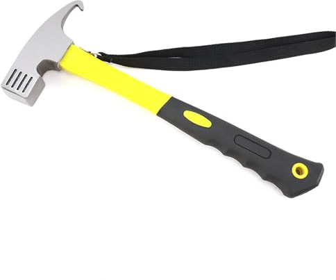 Yumzxin Camping Hammer with Tent Stake Remover, 12 Inch Heavy Duty Steel Mallet with Holding Strap for Outdoor Camping, Picnics & Hiking Trips