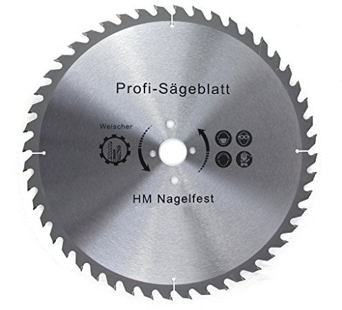 Weischer® - Kreissägeblatt 400 x 30 mm | 28 Zähne (Wechselzahn) | 30 mm Bohrung | HM Hartmetall Sägeblatt | für Paletten, Holz, Spanplatten, Bauholz | Längsschnitt Querschnitt I NAGELFEST