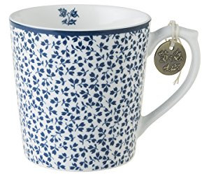 Laura Ashley - Henkelbecher, Tasse - Blueprint Floris - Porzellan - 8,9 x 12 cm - Groß