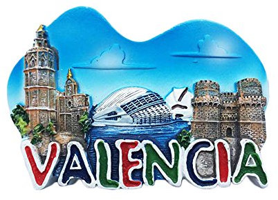 Valencia España Imán de refrigerador 3D Imán de recuerdo de viaje, España Hecho a mano Decoración de hogar y cocina Imán de nevera