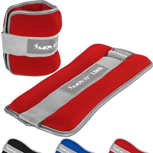 MOVIT® 2er Set Gewichtsmanschetten Neopren mit Reflektormaterial Laufgewichte für Hand- und Fußgelenke 2x 1,5 kg rot