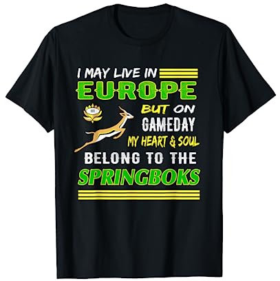 Faf Challenge European Springbok Bokke South Africa Rugby Fan T-Shirt, Herren, Damen, Unisex Kinder, Grün, Small, Halbarm, V-Ausschnitt, T-Shirt, Rugby Fan T-Shirt, Schwarz