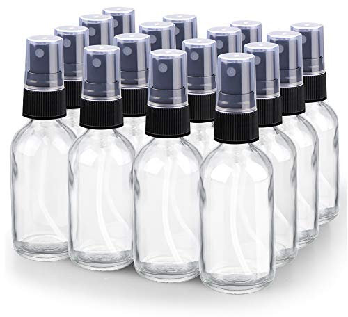 Spray Bottle, Wedama 2oz Fine Mist Glass Spray Bottle, Little Refillable Liquid Containers for Watering Flowers Cleaning(16 Pack, Clear)