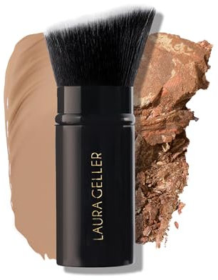 LAURA GELLER NEW YORK Retractable Black Kabuki Brush for Liquid, Cream and Powder Face Makeup With Aluminum Handle