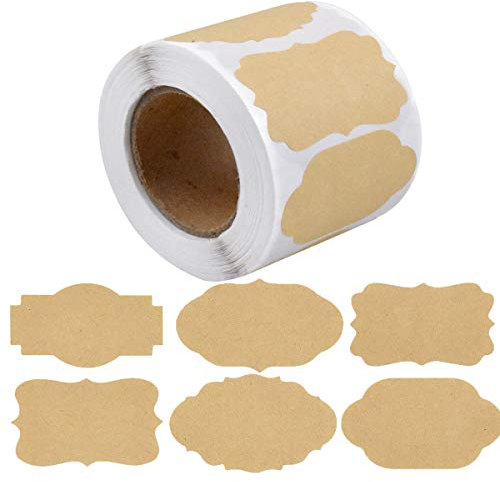Kraft Etiketten Aufkleber, 500 Stück Kraftpapier Sticker, selbstklebende Marmelade Etiketten Aufkleber, Leere Gefrierschrank Etiketten für Marmeladenflaschen,Gläser,Handmade,Büro, Geschenkverpackung