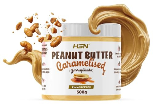HSN Crema de Cacahuete Caramelizada | 500 g | Textura Garrapiñada | Peanut Butter Caramelised | 100% Natural Vegetariano | Libre de GMO | No Aceite de Palma, No Azucares ni Sal Añadidos