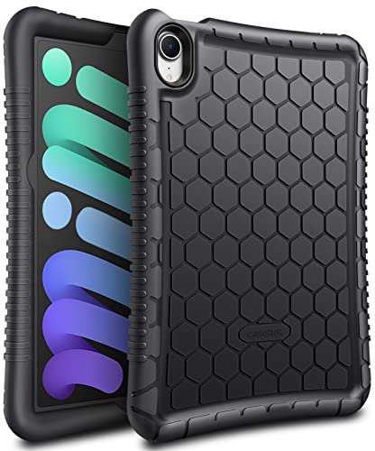 Fintie Silikon Hülle für iPad mini 7 (A17 Pro) 2024 - [Bienenstock Serie] Leichte rutschfeste Stoßfeste Schutzhülle Tasche Case Cover für iPad mini 7./6. Generation 8.3 Zoll, Schwarz