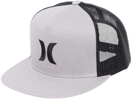 Hurley Adult Men's Mesh Snapback Adjustable Trucker Cap Hat (Gray/Black)