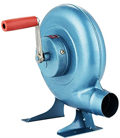CFYP Hand Crank Blacksmith Forge Blower Iron Gear Popcorn Fan Manual Fan, Cooking Manual BBQ Air Blower, 80W to 350W, Blue