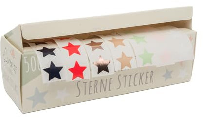 Sternensticker, 500 Sternsticker in 7 unterschiedlichen Farben Herz ca. 1,5 cm, weiß, taupe, salbei, rosè metallic, rosa, herzrot, schwarz, je Farbe 72 Stück