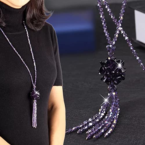 Halskette mit Anhänger Korean Lange Quaste Kristall Perlen Halskette Für Frauen Pullover Kette Perlen Link Einfache Schwarz Rot ModeSchmuck Gastgeschenke