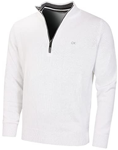Calvin Klein Pull de Golf 1/2 Zip pour Homme - Blanc - L