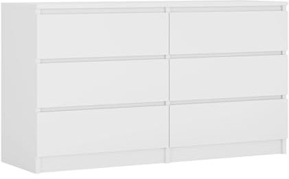 3E 3xE living.com Kommode mit 6 Schubladen 138 cm, Farbe: Weiss Matt, H: 79 cm, B: 138 cm, T: 39 cm