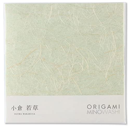 Japanisches Traditionelles Mino Washi Origami Papier 15.5 cm, 20 Blatt - Hochwertiges Washi Papier, Natürliche Hanffaser Textur (Wakakusa Gelb Grün)