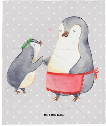 Mr. & Mrs. Panda Wolldecke Pinguin mit Kind - Geschenk, Mutter, Muttertag, Vorbild Mama, Lieblingsmensch, Oma, Danke Mama, Wohndecke, Mami,
