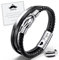 MANVEN Bracelet Papa Cadeau Papa Cadeau Fête Des Pères Bracelet Fete des Pere Cuir Homme Acier Inoxydable Noël d'anniversaire pour Futur Beau