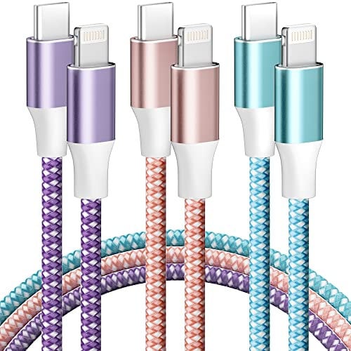 MAIMEITE USB C to Lightning Cable 0.9/1.8/2.7M 3Pack[MFi Certified] iPhone Charger Power Delivery Nylon Braided Type Charging Lead For 14 Plus 13 12 11 Pro Max Mini XS XR